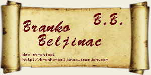 Branko Beljinac vizit kartica
